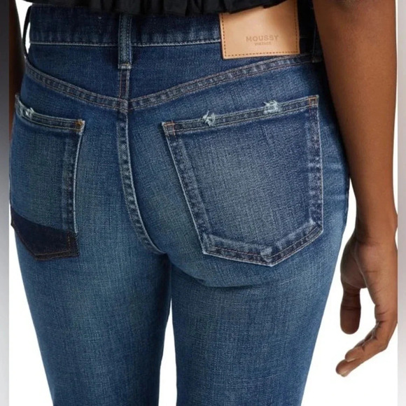 MOUSSY VINTAGE Elgin Distressed Stretch Skinny Ankle Jeans Blue Wash Size 26 - Picture 4 of 13